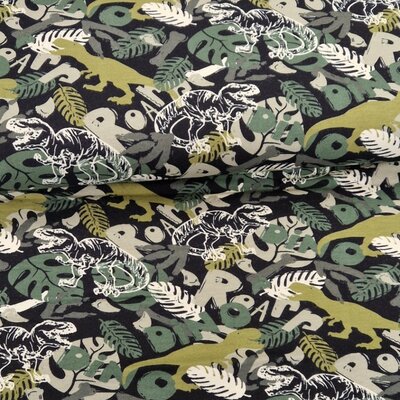 zwart olijf groen Camouflage Dinosaurus french terry jogging (op=op)