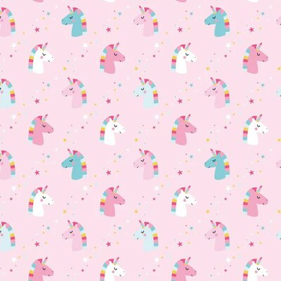 roze (licht) lila blauw fuchsia Eenhoorns poplin katoen (op=op)