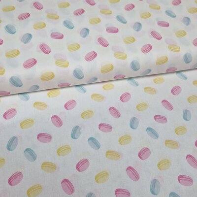 wit  (off white) geel roze blauw Macarons Pastel poplin katoen (op=op)