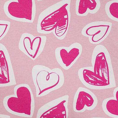 roze (poeder melee) fuchsia wit grote Harten - french terry (op=op)