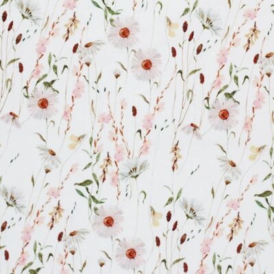 wit (off white) roze perzik groen oranje Lente bloemen - digitaal tricot (op=op)