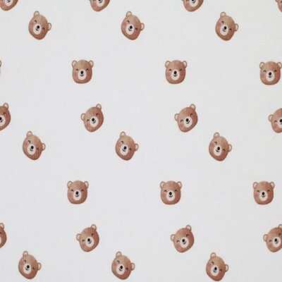 wit (off white) bruin cacao Lieve Beer Beren digitaal poplin katoen