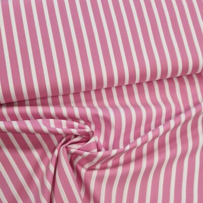 wit fuchsia (warm) roze Streepjes - Lionel katoen (op=op)