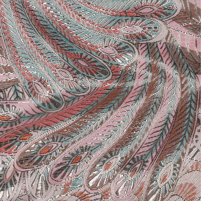 light pink beige mint orange gold Feathers Jacquard fabric