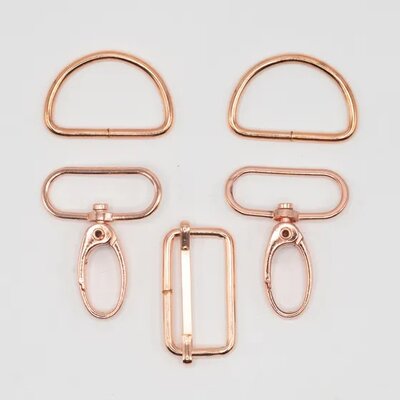 goud (rose) metalen tas gespen 30mm - 5 delig