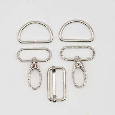 zilver (nikkel) metalen tas gespen 30mm - 5 delig