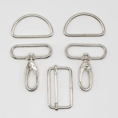 zilver (nikkel) metalen tas gespen 40mm - 5 delig