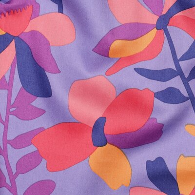 nog 1,2m - blauw roze lila perzik violet Bloemrijk en Frisse bloemen - satijn geweven katoen Nerida Hansen (op=op)