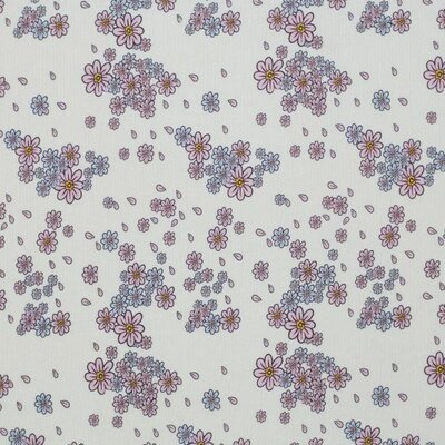 beige (natural) lavendel blauw roze Bloembladeren - digitaal fijne katoenen Baby rib tricot SOFT