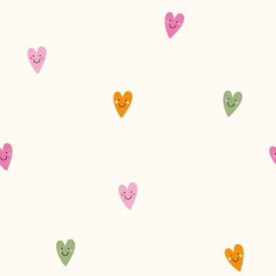 wit (off white) roze oranje groen Kleine Hartjes poplin katoen (op=op)