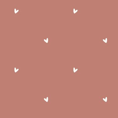 claypink white hearts cotton