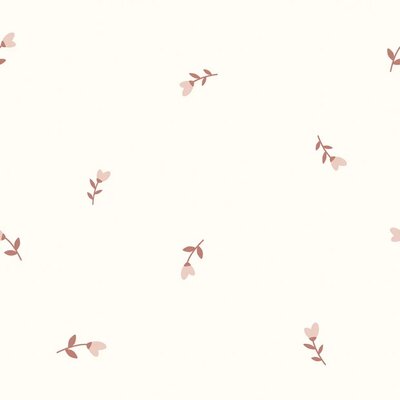 off white claypink heart flowers cotton