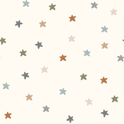 wit (off white) groen camel beige blauw Sterren poplin katoen