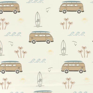 wit (off white) beige blauw bruin Tropische Transporter bus tricot (op=op) V