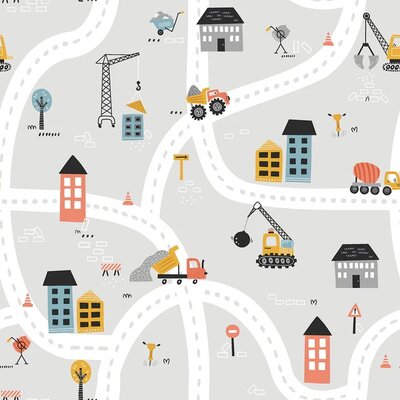 grijs (licht) camel blauw groen Wegen en Voertuigen poplin katoen (op=op)