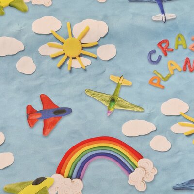 blauw geel rood groen Vliegtuigen Udi digitaal Keper katoen (op=op)