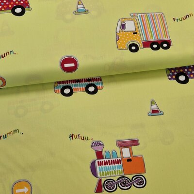 groen rood oranje blauw Auto Scooter Brommer Udi Satijn katoen (op=op)