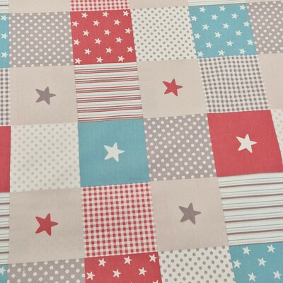 wit licht grijs roze aqua blauw Patchwork Sterren Udi digitaal katoen