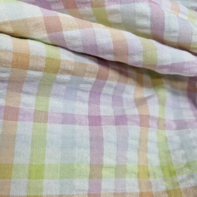 wit lila oranje violet lime groen Ruitjes katoen Seersucker (op=op)