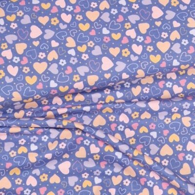 blauw (lavendel) perzik roze Hartjes flanel (op=op)