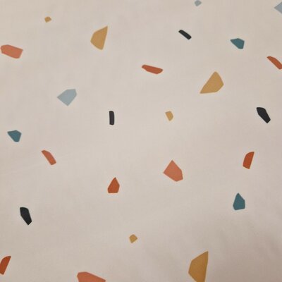 beige (creme) geel terracotta blauw groen Granito regenjas stof (op=op)