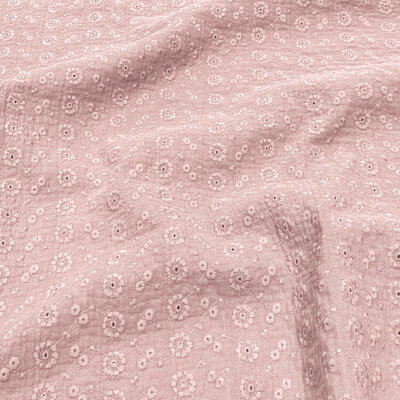 roze (oud licht) broderie Grote Bloemen met Gaatje hydrofiel