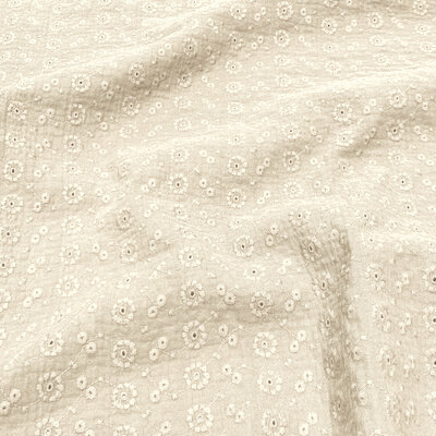 wit (natural) broderie Grote Bloemen met Gaatje hydrofiel