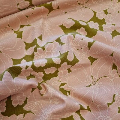 camel roze Giga Bloemen Corduroy babyrib