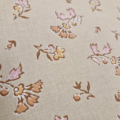 beige (kiezel) roze camel Bloem Pluisjes GECOAT katoen (op=op)