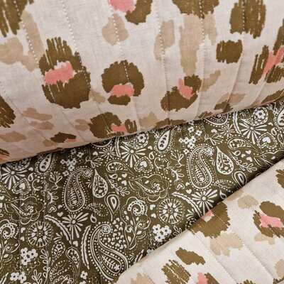 beige olijf groen poeder roze Panter en Paisley Dubbelzijdig Gevoerde katoen *S