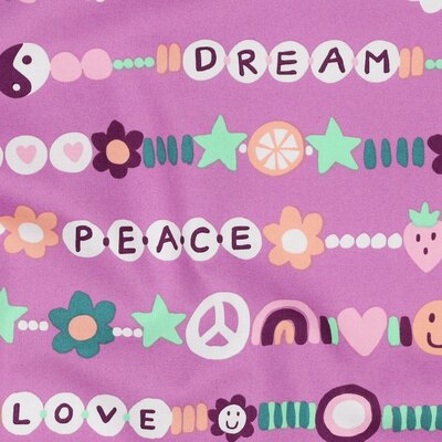 lila (violet) perzik groen wit roze Dream Peace LOVE poplin katoen (op=op)