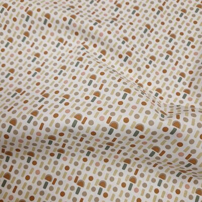 wit beige camel/mosterd Stipjes en Streepjes poplin katoen