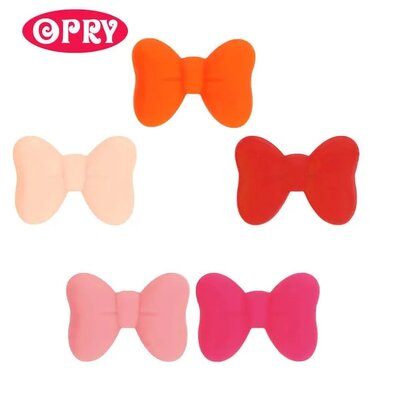  pink orange red assorted silicone beads bow 28.5x21mm - 5 pcs