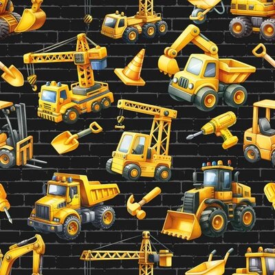 zwart geel grijs Transport voertuigen - digitale french terry (op=op)