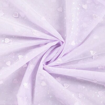 lila Hartjes Broderie fijne tule