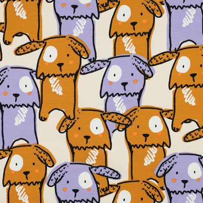 ecru yellow ocher lilac Funny Dogs jersey