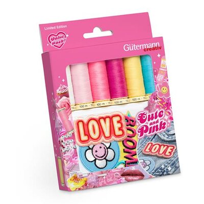 Sewing thread set with 6 spools All-purpose sewing thread 100m + 3 ironing applications Gutermann