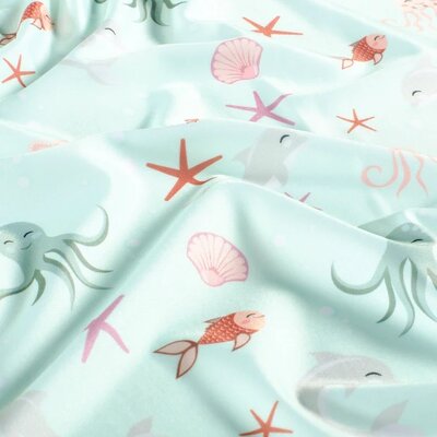 mint green nude grey claypink Sea life lycra swimming and sports textiles