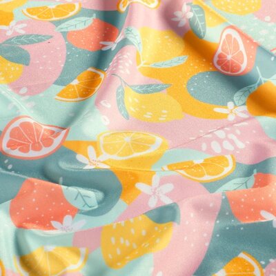 mint green coral pink yellow sea green Fruits and Fruits lycra swimming and sports textiles