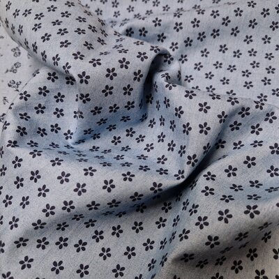blauw (jeans) Bloemetjes Denim jeans - spijkerstof (op=op)