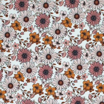 wit (off white) roze-terraocotta dusty oranje nude roze Vintage Madeliefje - digitaal tricot (op=op)