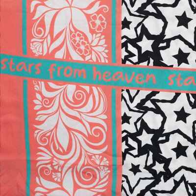 wit zwart zalm Sterren Viscose voile Pareo Paneel (2,15mtr lang!) (op=op)