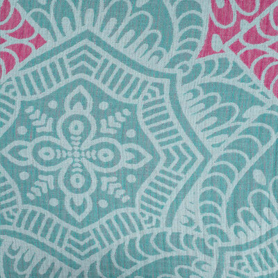 groen (turquiose) roze Ornament Tiffany Hammam Jacquard dubbelzijdig (op=op)