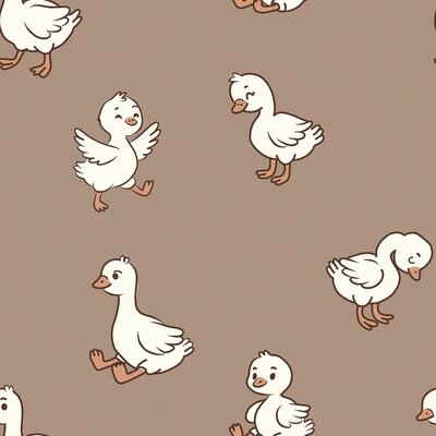 beige wit Blije Eenden -  french terry