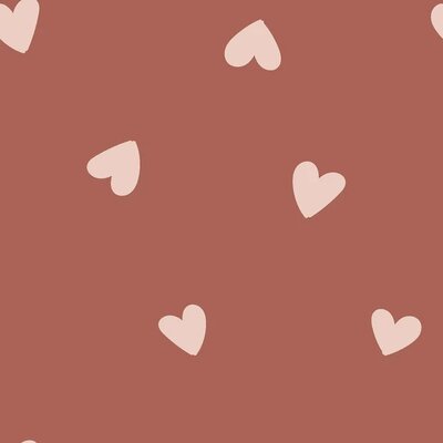 terracotta d. licht roze Hartjes -  french terry (op=op)