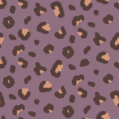 mauve licht roze zwart Luipaard print -  french terry
