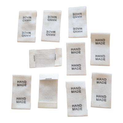 natural naailabels HANDMADE 10 stuks