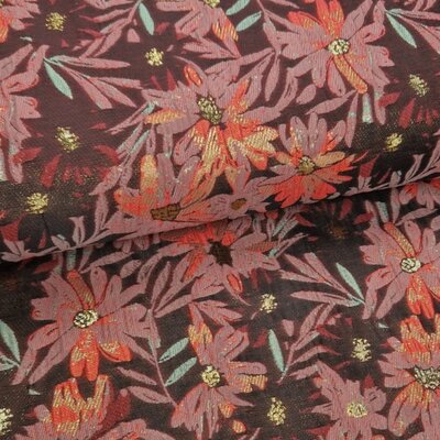 mauve (plum) oud roze koraal Bloemen Jacquard stof 
