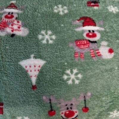 groen (zee warm) grijs rood wit Rudolf Rendier X-mas wellness fleece (op=op)