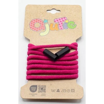 roze (fuchsia) koord met stoppers 5mm - 1.15m